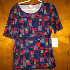 LULAROE gigi Scottish terrier dog plaid top xl